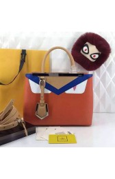 Fendi 2Jours Orange Calfskin Tote Bag with Bag Bugs FD2537 MG04020
