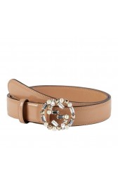 Gucci Leather Belts With Pearl And Crystal Interlocking G Buckle 388989 DKE1G 2772 MG02178