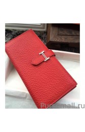 Hermes Bearn Wallet In Vermillion Leather MG02551