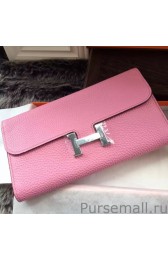 Hermes Constance Long Wallet In Pink Leather MG01942