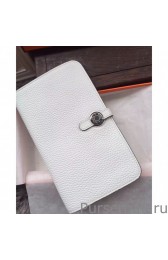 Hermes Dogon Wallet In White Leather MG04453