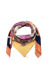 Hermes Vintage silk scarf with royal strap Yellow MG03310