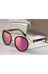 High Quality Dior Round Sunglasses Black / Gold Tone Lens Pink Mirror MG01664