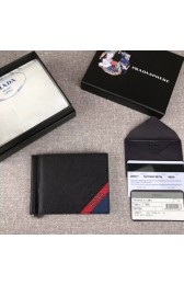 Prada Saffiano leather wallet with intarsia Black MG01909