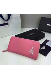 Prada Saffiano Zip Around Wallet Pink MG04450