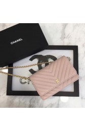 Best Chanel Chevron V Stitch Chain Wallet Leather A33814 Apricot MG02743
