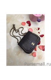 Best Chanel Python Chain Braided Chic small Flap Bag A98774 Black MG02204