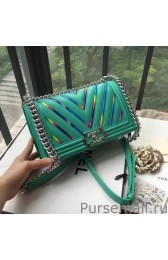 Boy Chanel Quilted Flap Rainbow Bag A67086 Green MG02212