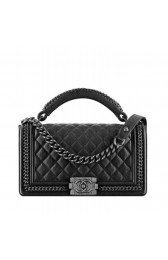 Chanel Boy Bag with Handle in Calfksin A94811 Black MG01254