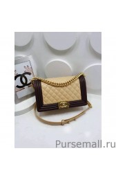 Chanel Boy Flap Bag Original Lambskin Leather A67086 Apricot / Coffee MG03269