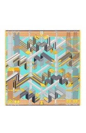 Cheap Hermes Turquoise Sangles en Zigzag Silk Scarf MG01050