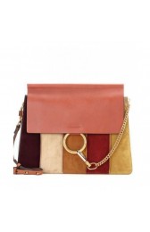 Cheap Imitation Chloe Faye Medium Paneled Suede & Leather Shoulder Bag Red MG04000