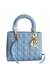 Copy Dior Lady Dior Medium Patent Leather Handbag Light Blue MG01429