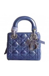 Copy Dior Lady Dior Mini Classic Tote Bag With Grain Leather Blue MG02876