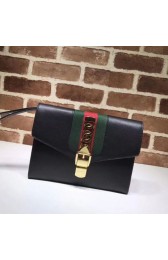 Copy Gucci Sylvie Leather Pouch 477627 Black MG01683