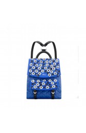Dior Cannage Stitched Sequin And Flower Backpacks Blue MG00356