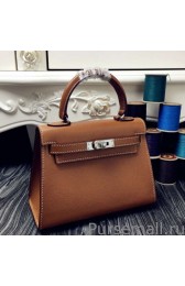 Fake Hermes Kelly 20cm Bag In Brown Epsom Leather MG00996