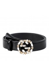 Gucci Leather Belts With Pearl And Crystal Interlocking G Buckle 388989 DKE1G 1095 Belts MG03210