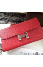 Hermes Constance Long Wallet In Vermillion Leather MG02934