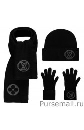 Louis Vuitton Black LV College Scarf, Hat And Gloves MG01342
