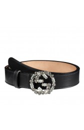 Replica Gucci Leather Belts With Crystal Interlocking G Buckle 354381 AP0IN 8176 MG02487